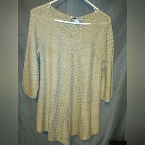 212 New York Gold mesh crochet sweater
